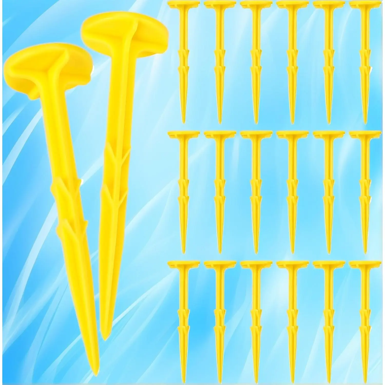 20 Pcs 8 Inch Yellow Hi-Vis Survey Stakes Low Profile Property Line Marker Stakes for Landscape Fabric, Weed Barriers, Pavers, Lawn & Patio Edging