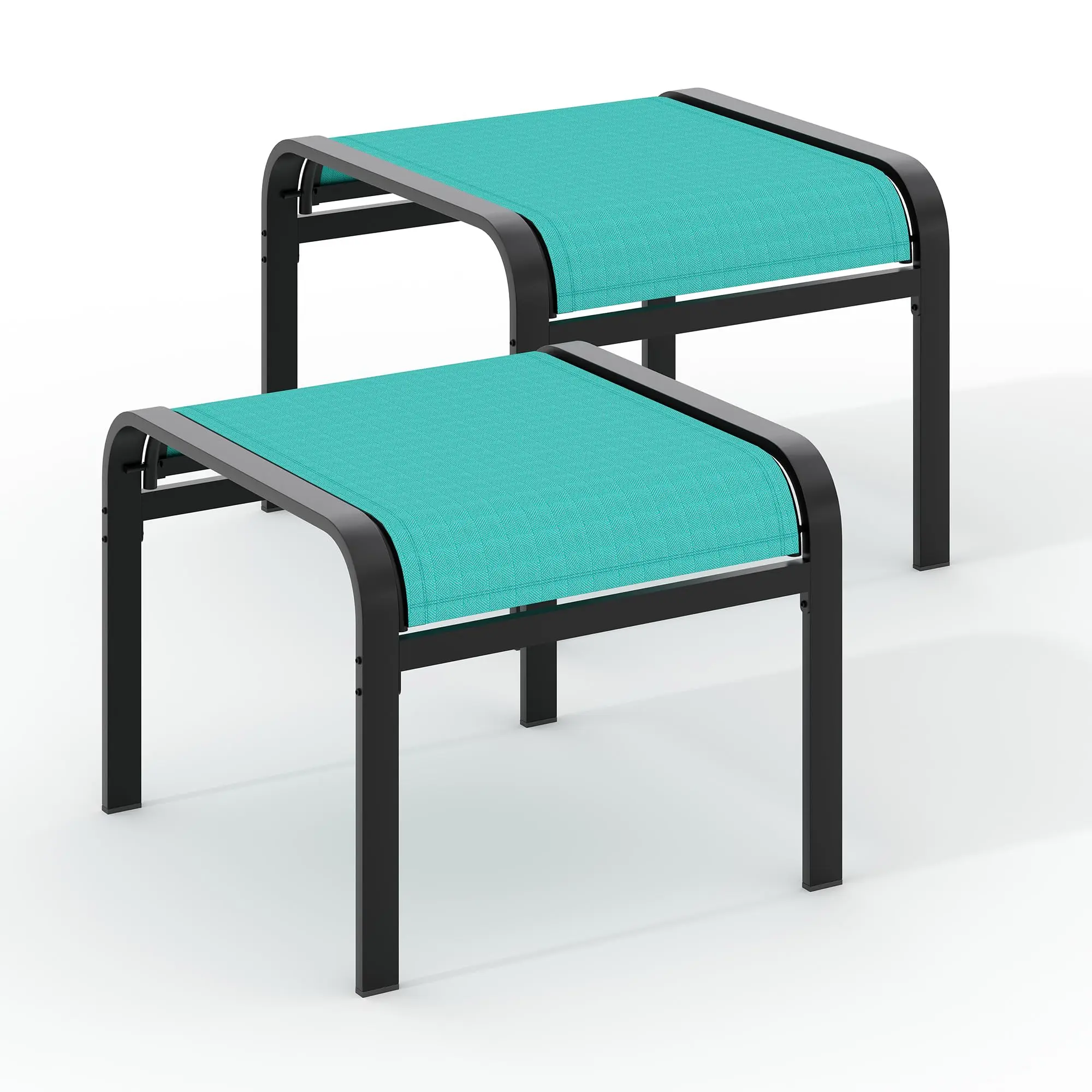 Durable Bed Frame Design Outdoor Patio Ottoman Footstool - Weather-Resistant Metal Frame - Ideal for Garden, Lawn, Yard - Sturdy Support