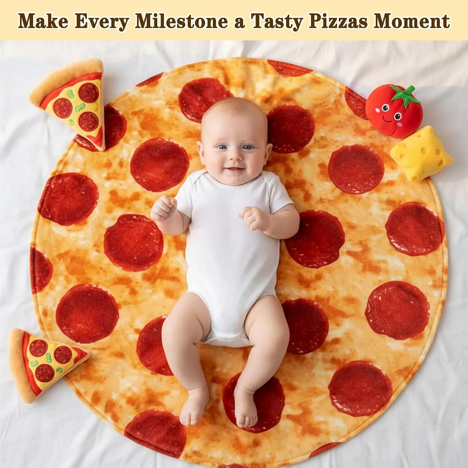 1pc Realistic Pepperoni Pizza Food‑Themed Blanket, Flannel Blankets, Premium Flannel, Skin‑Friendly & Soft, Sizes Available for Kids and Adults, Lightweight & Foldable, Easy to Carry for Travel, Gift Blanket for Holiday, Birthday & Party