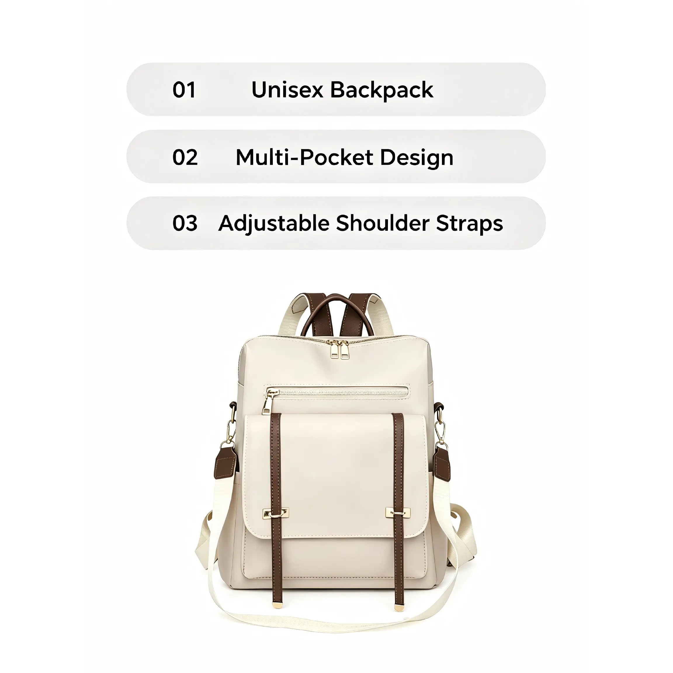 Unisex Oxford Backpack Multiple Ways To Wear Multi Pocket Casual Travel Bag