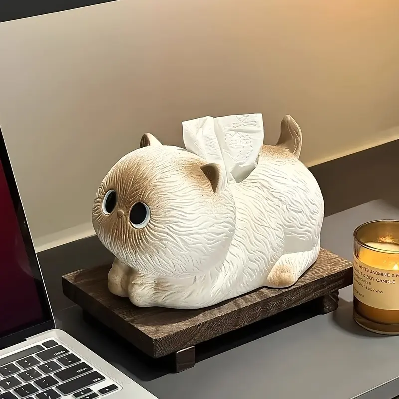Cat Tissue Box Cover, Siamese Cat Design Facial Tissue Dispenser, Cute Desktop Decor and Napkin Holder for Living Room, Bedroom, Office, Dorm and Gift