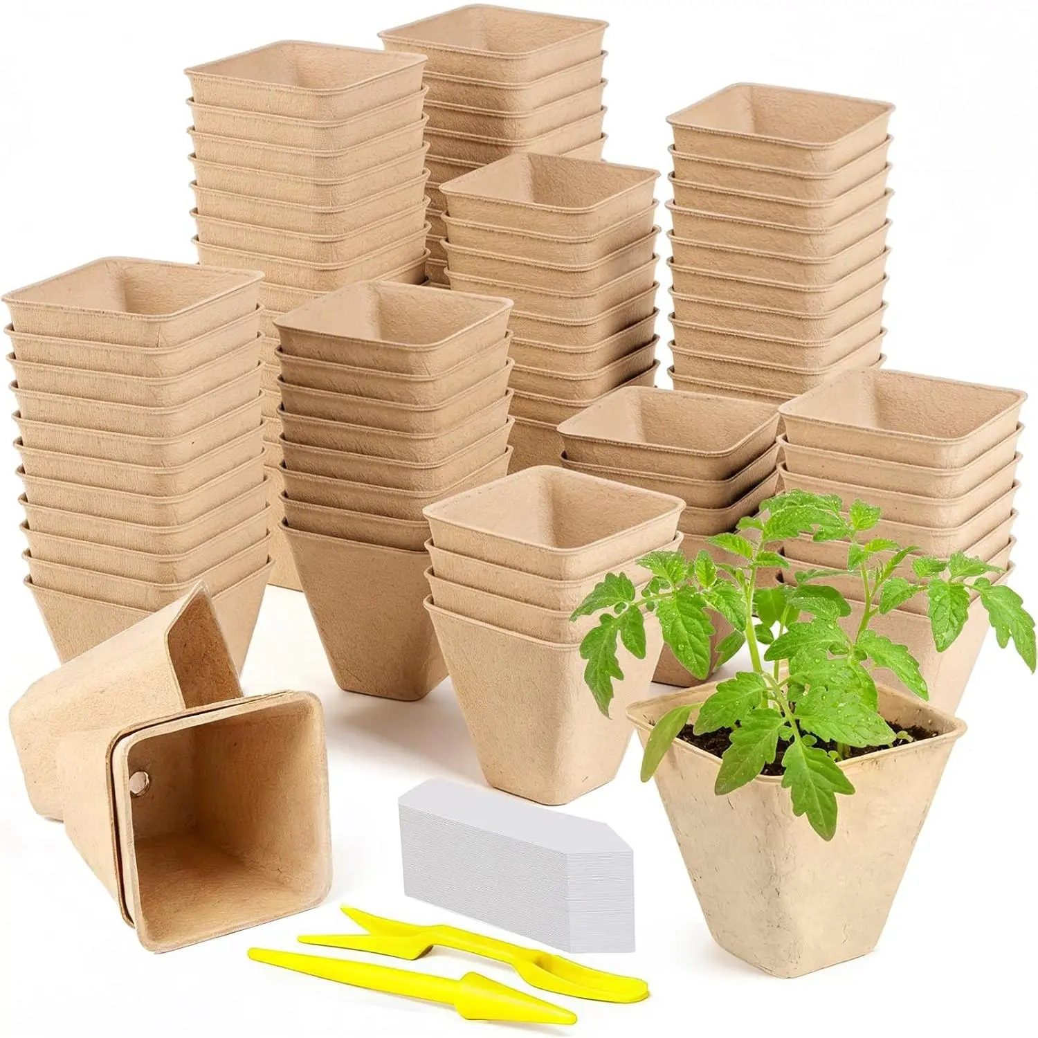 Peat Pots, 122 Pack 3.15 Inch Seed Starter Pots for Seedlings |  Seedling Pots with Drainage Holes for Seed Starter Tray Use, Indoor Outdoor Gardening and Planting