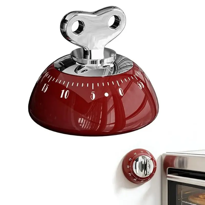 Retro Kitchen Timer Magnetic Mechanical 60 Minute Wind Up Timer No Batteries, Loud Alarm Timer for Cooking, Baking, Classroom, ABS Portable Kitchen Timer, Magnetic Mechanical Timing