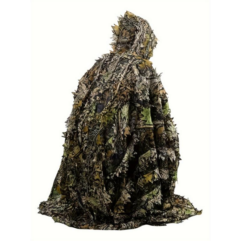 Maple Leaf Camouflage Outfit for Survival Games, Featuring a Mesh Hood And One-Size-Fits-All Design, Perfect for Outdoor Birdwatching, Hunting, Outdoor Activities, And Stealth Games. Suitable for Sizes S-XL.