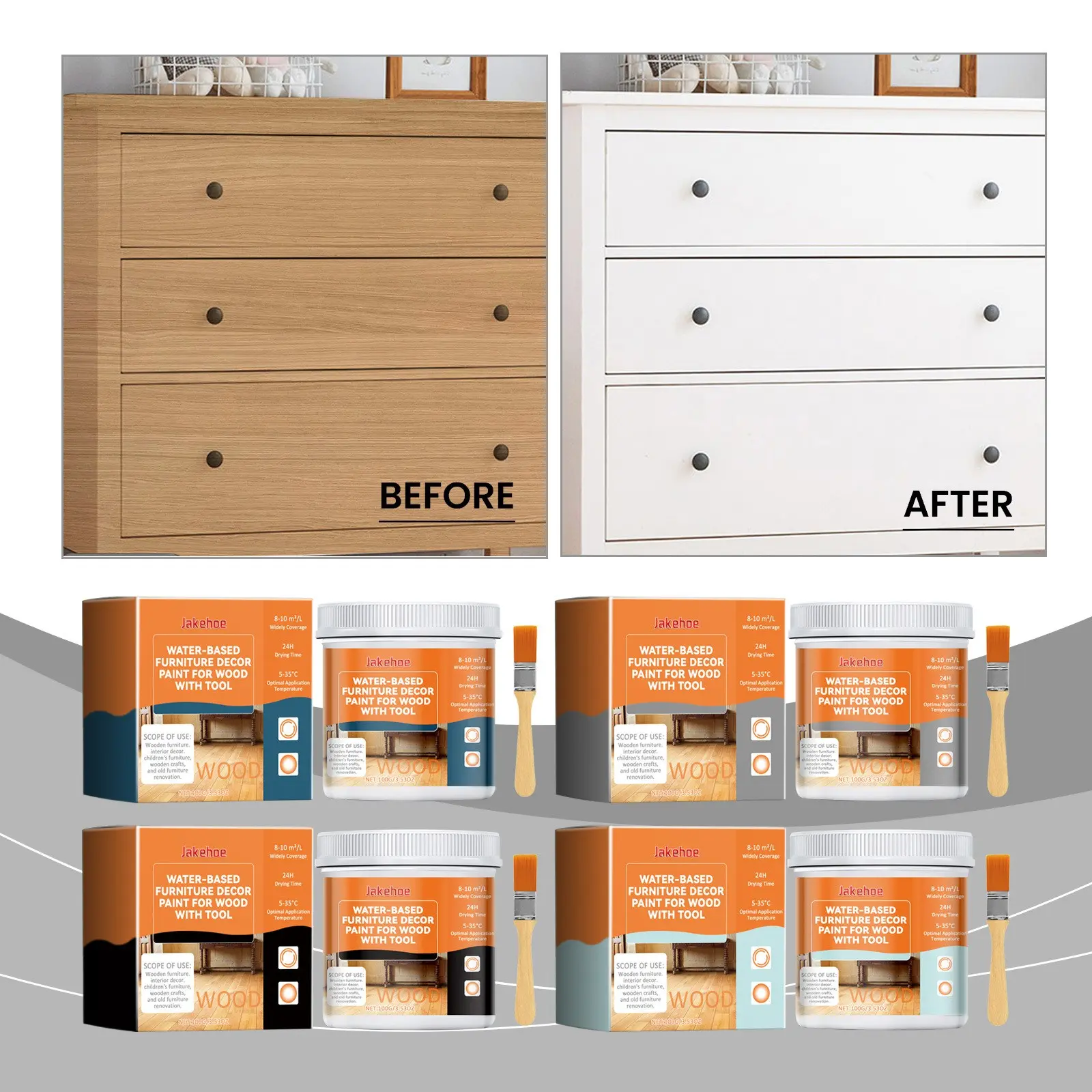 Water-Based Wood Furniture Decorative Paint, Renovation and Color Change for Wooden Doors and Windows, Eco-Friendly Wood Stain, Decorative Finish, DIY