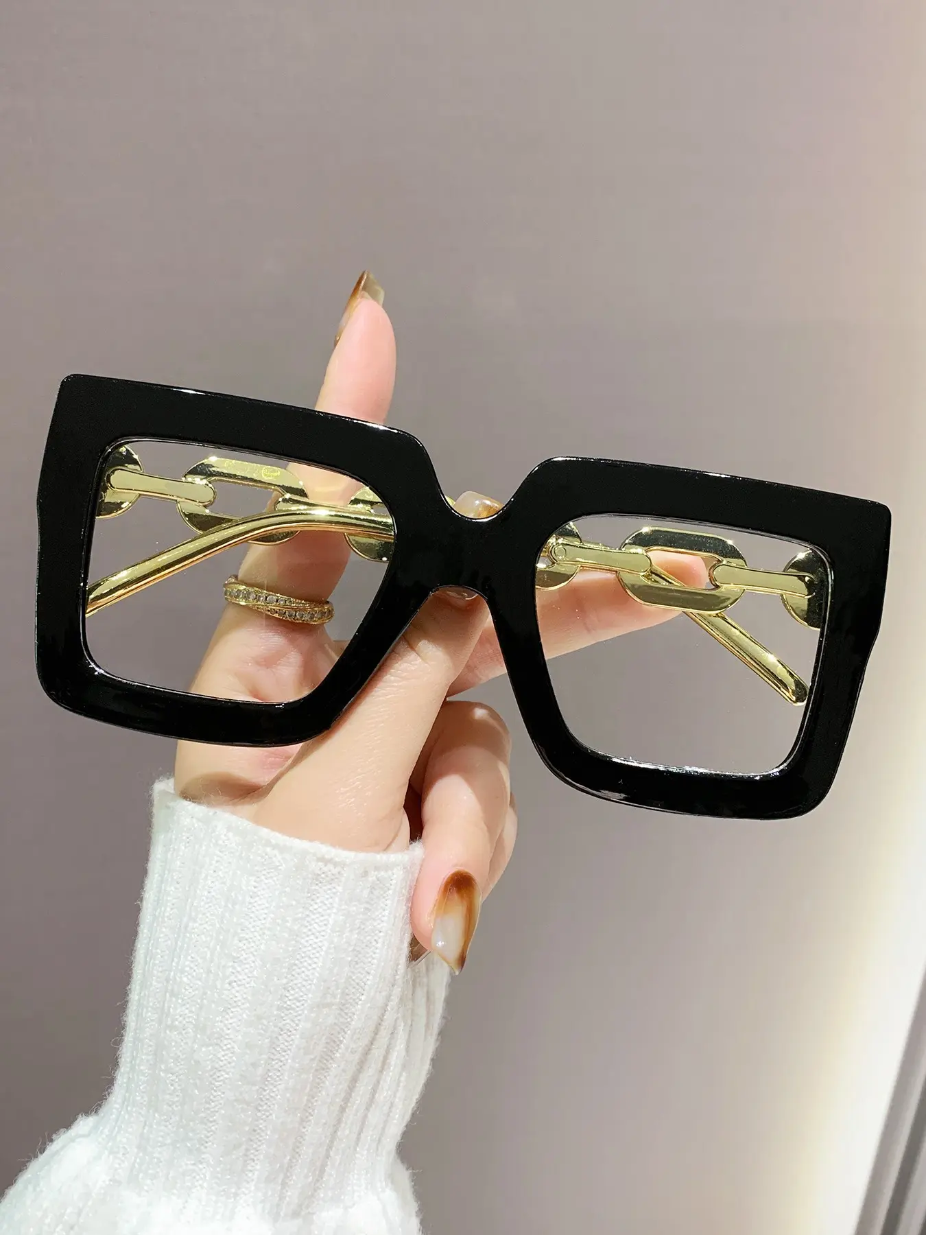 6 Pcs Women's Large Frame Decorative Glasses, Basic Square Frame Fashion Eyewear, Suitable for Men and Women, Daily Wear, Student Use, Trendy Casual Glasses