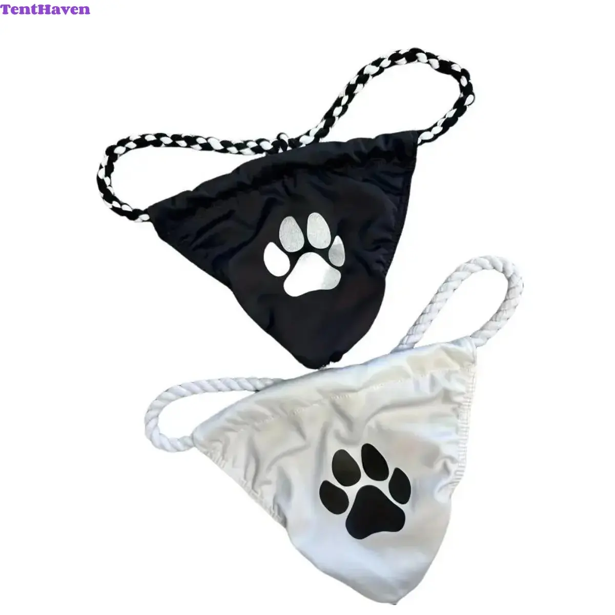 Male Animal Print Bikini Bottom - Casual Paw Print Swimwear with Adjustable Straps & Quick-Dry Fabric, Great for Pool Parties, Swimsuit, Stretch Fabric, Sporty Chic, Sports & Outdoor, Secure Fit, Boho Braid Detail, Multi-Size, Lightweight Fabric