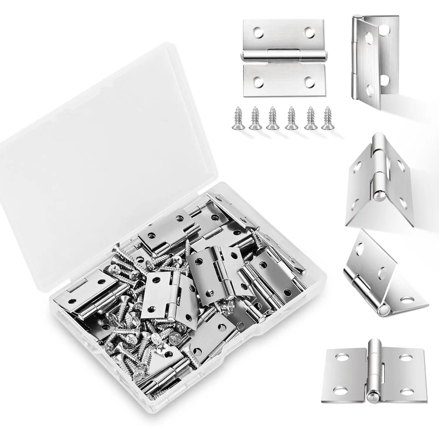 Mini Hinges Miniature Folding  Hinges Small Cabinet Folding Craft Hinge | Stainless Steel Mini Hinges for Wooden Box Gate Drawer, 14 Set Small Hinges with Screws, 1"  Box Hardware Hinges Box