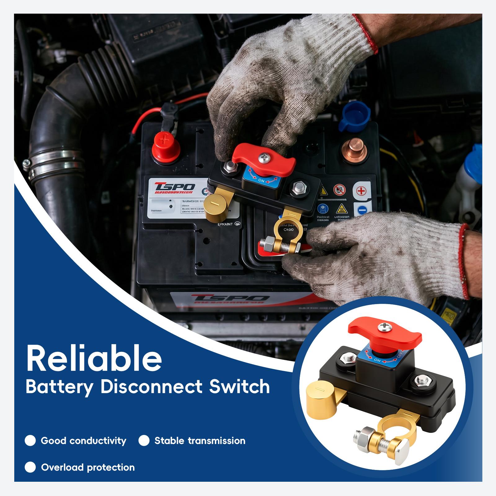 Car Battery Power Cut-Off Switch Breaker, Pure Copper Stable Transmission High Conductivity Disconnect Switch Smart Battery Disconnect for Car Truck Boat Rv Supplies.
