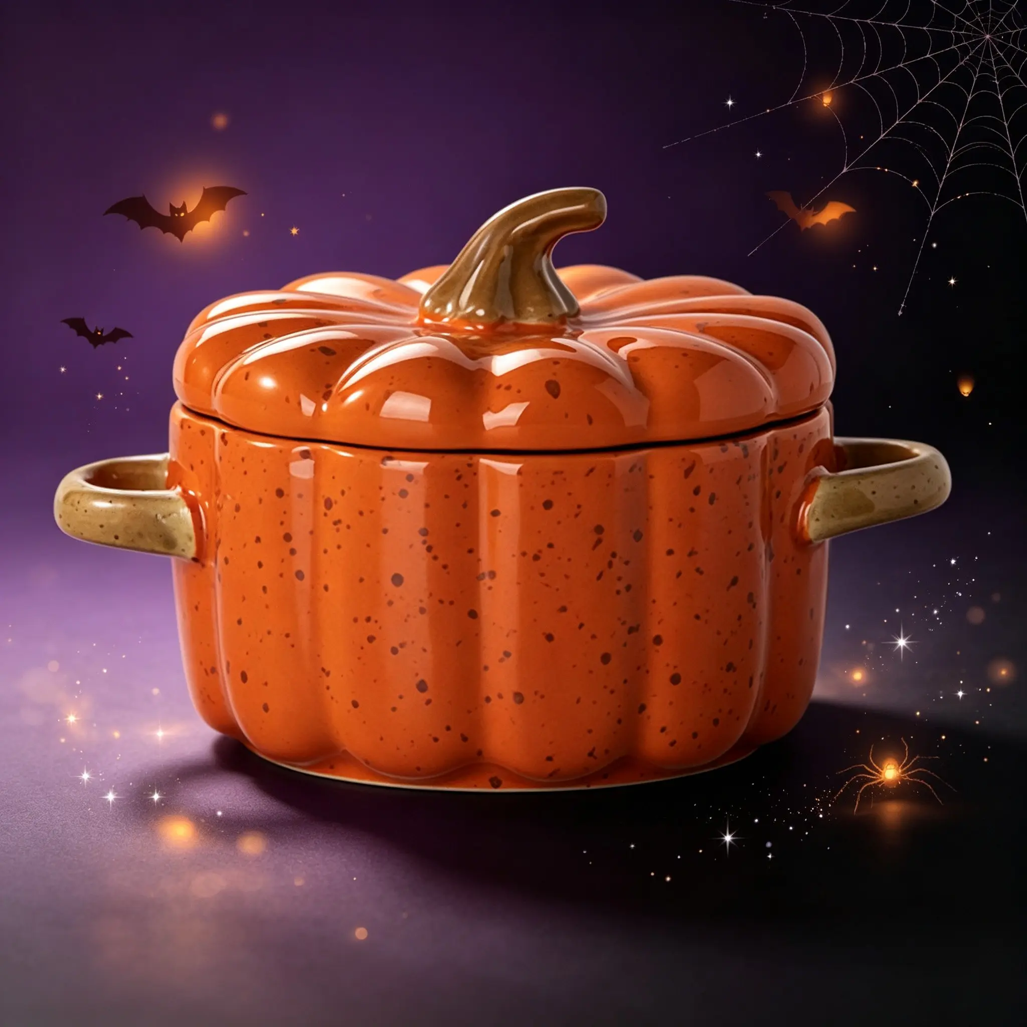 Creative Pumpkin Baking Bowl with Lid, Ceramic Dessert Soup Bowl, Steamed Egg Container, Unique Kitchenware for Sweet Treats, Halloween