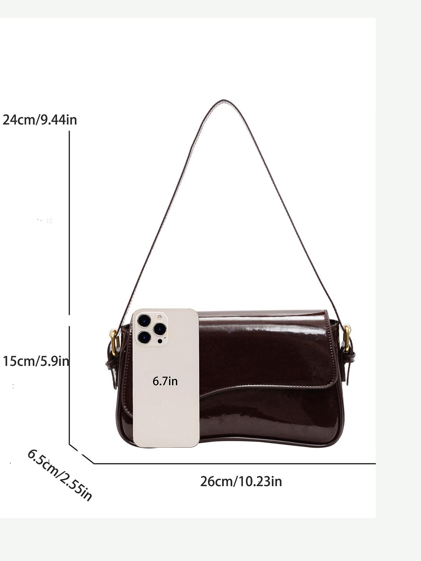 Women's Solid Color Shoulder Bag, Fashionable PU Leather Crossbody Bag for Work & Business, Casual Trendy Versatile High-quality Daily Commuting Bag, Leather Shoulder Bags