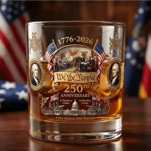 American 250th Anniversary Dual Head Commemorative Glass, Whiskey Cup, Water Cup, Perfect for Celebrations and Gifts