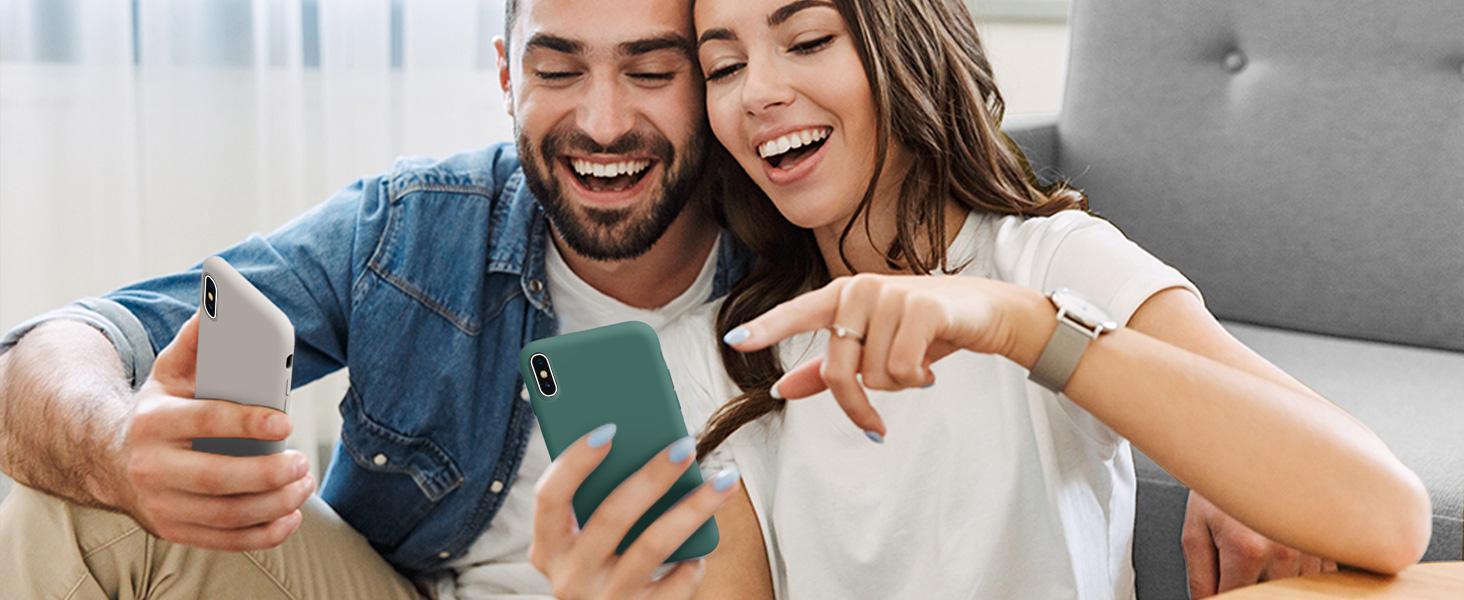 OTOFLY Compatible with iPhone Xs Max Case,Ultra Slim Fit iPhone Case Liquid Silicone Gel Cover with Full Body Protection Anti-Scratch Shockproof Case, [Upgraded Version] (Pine Green)