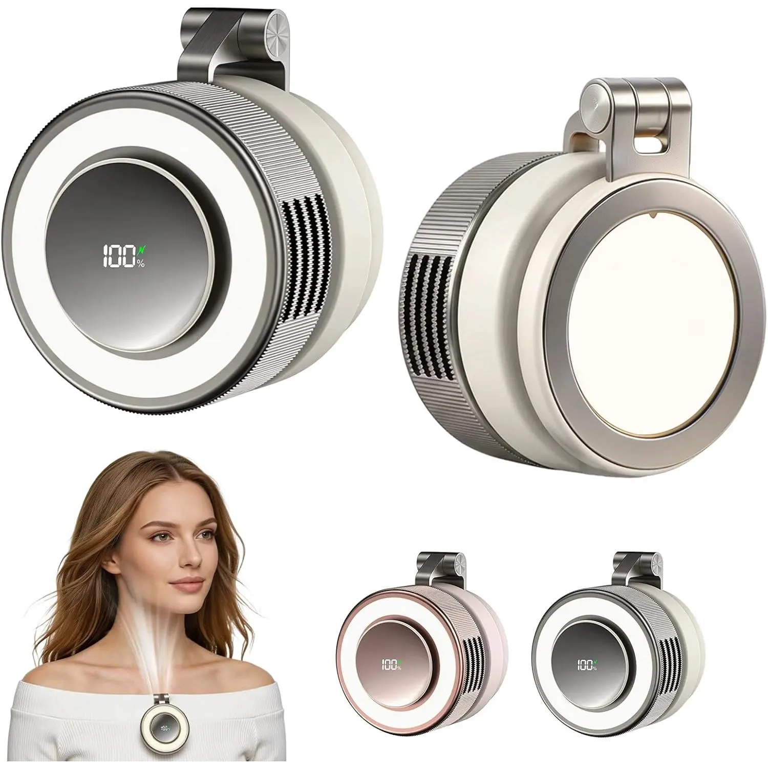 2026  Portable Silent Mini Bladeless Electric Fan Clip ,5 Speeds Clip- Fans For Shirt,Small Clips Fanmini Whirlwind Fans For  Clips Suitable For Outdoor & Travel & Office, (Silvery)