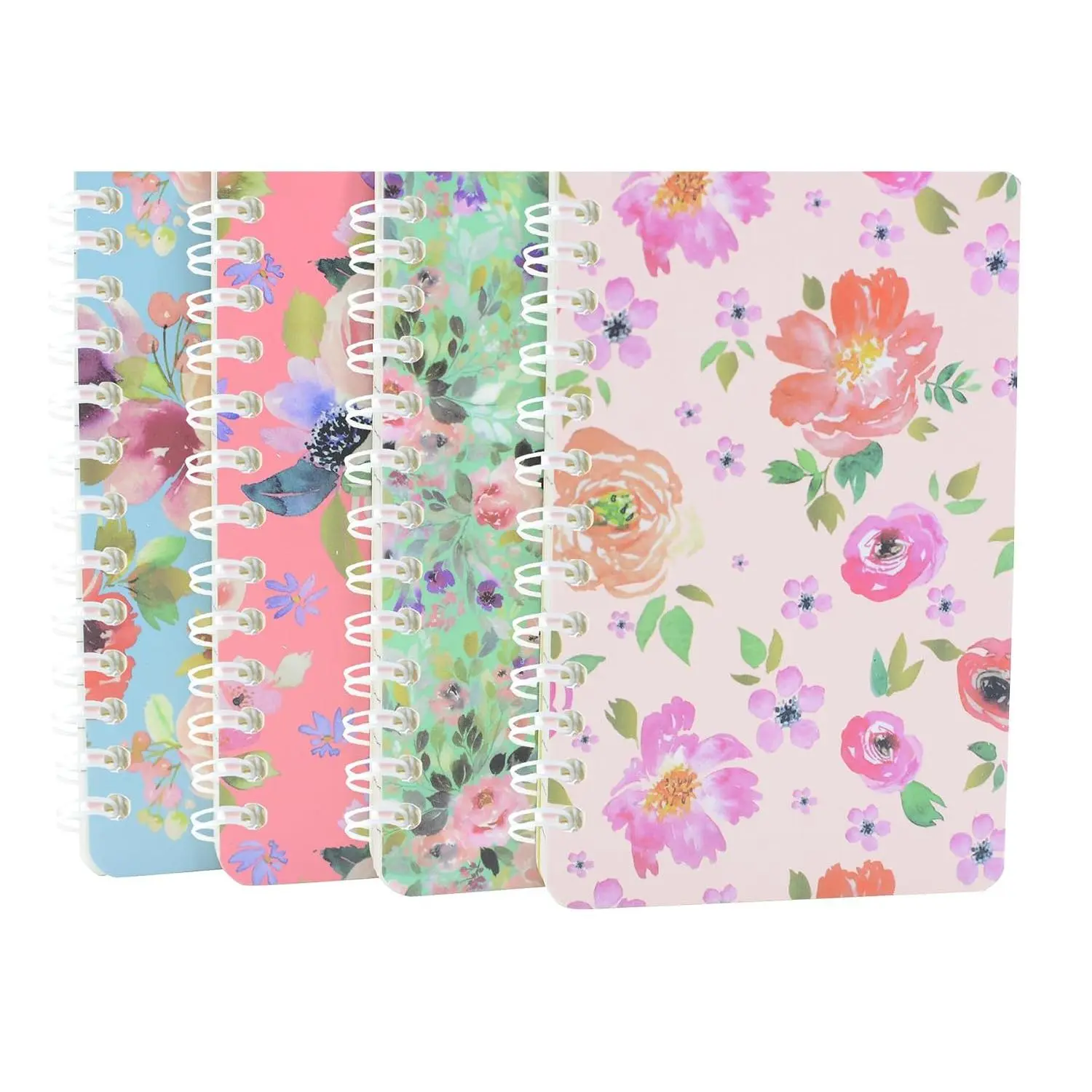 4 count Small Spiral Notebooks College Ruled 3x5inch Mini Cute Pocket Journals Hardcover 120 Pages 7mm Lined Pages  Memo Pads for , Office, Work, Travel (4, flower)