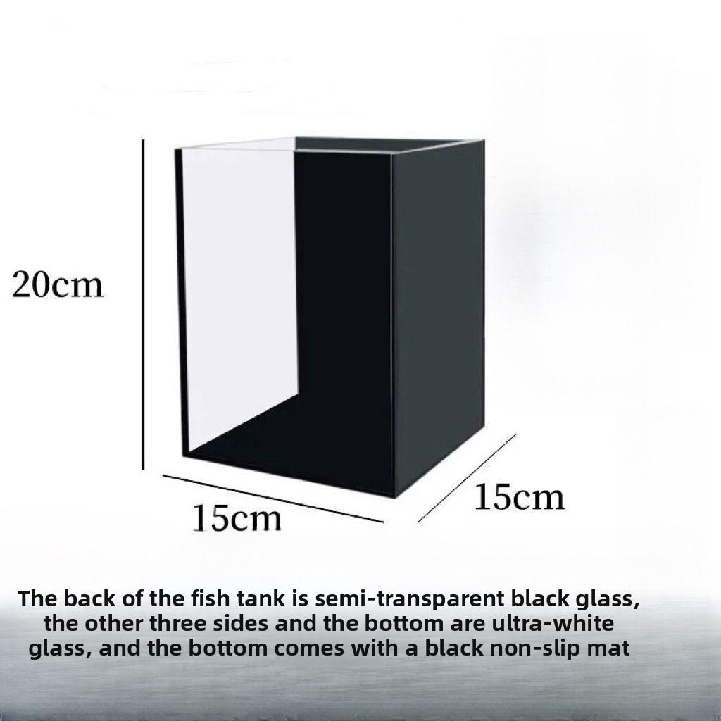 Master Small Fish Tank Black Glass Tank Desktop Small Glass Mini Ultra Clear Glass Betta Tank with LED Light Lid