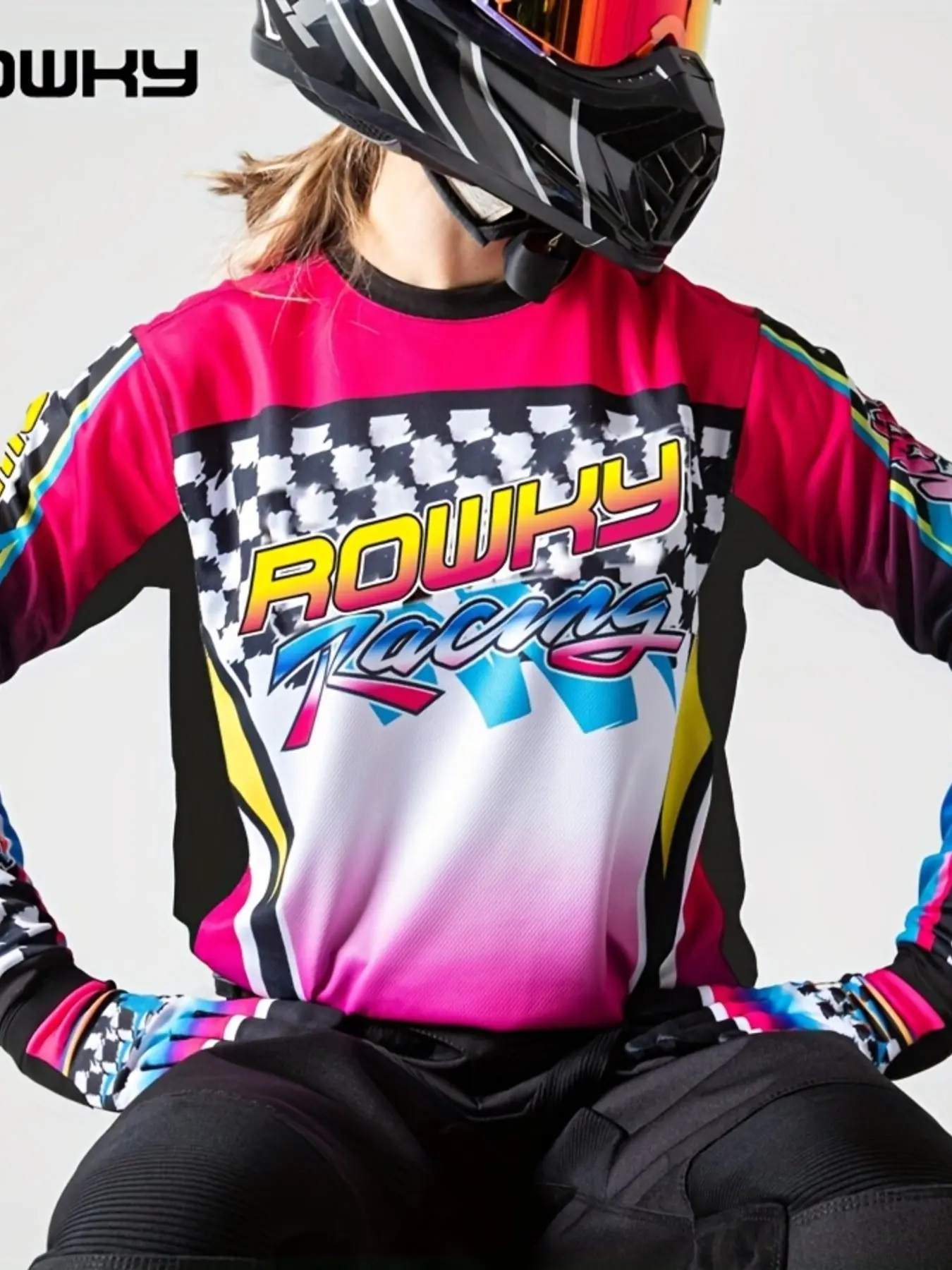 Unisex Quick-Dry Breathable Long Sleeve Motorcycle Shirt, Sporty Ethnic Pattern, All-Season Fitted Bike Jacket, Mountain Biking Gear