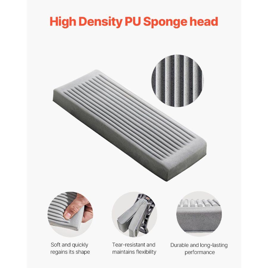 VEVOR Sponge Mop Replacement, 2-Piece, High Density Wider PU Sponge Mop Head Replacement with Hook Loop, High Absorbency Head Replacement for VEVOR DS1362 Sponge Mop, Fit for Various Floors