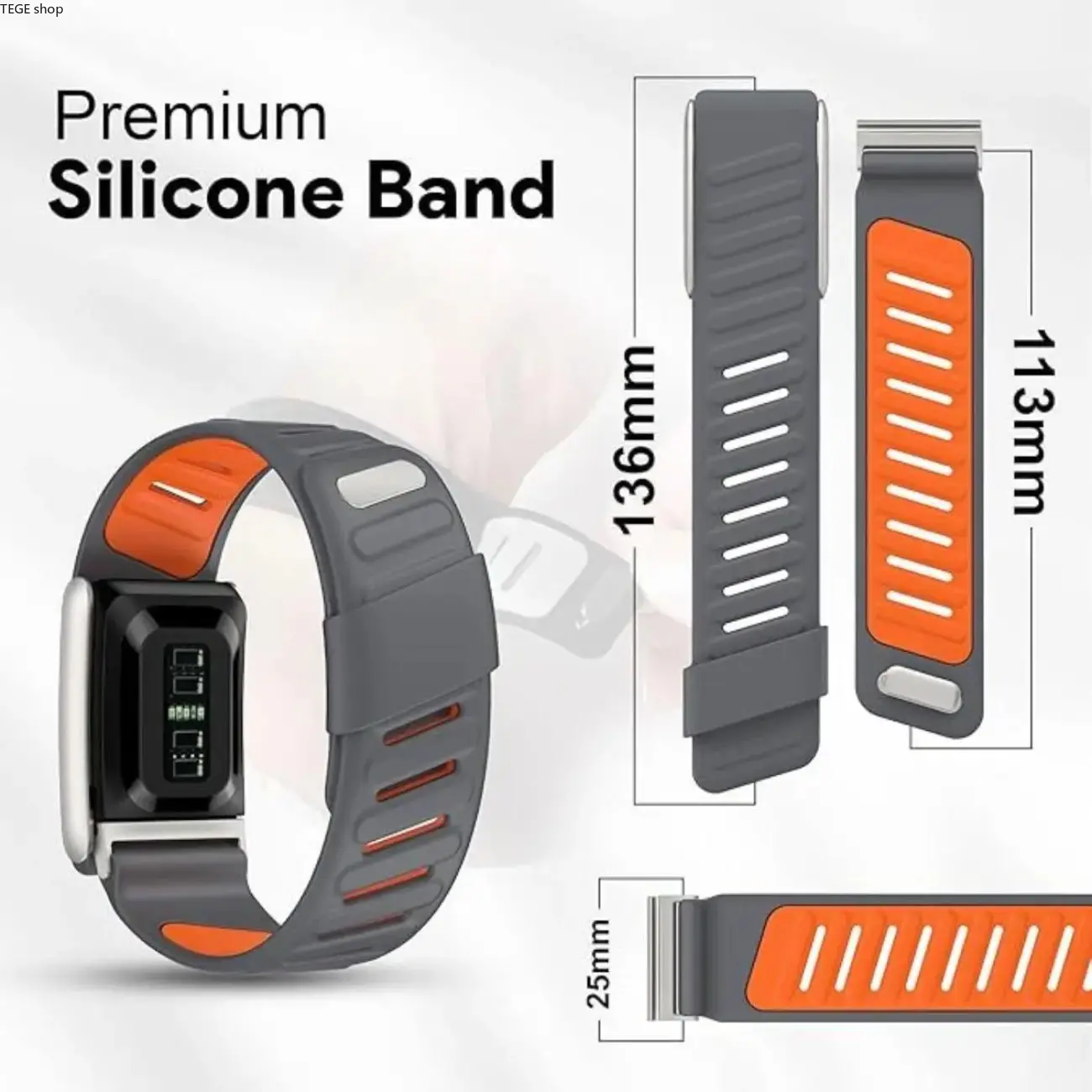 Dual-Color Silicone Replacement Strap for Whoop 5.0 Fitness Tracker, Waterproof Breathable Adjustable Elastic Wearable Accessories, Comfortable Fit DIY Bag Add-On for Outdoor Activities (Strap Only, Light Gray Black)