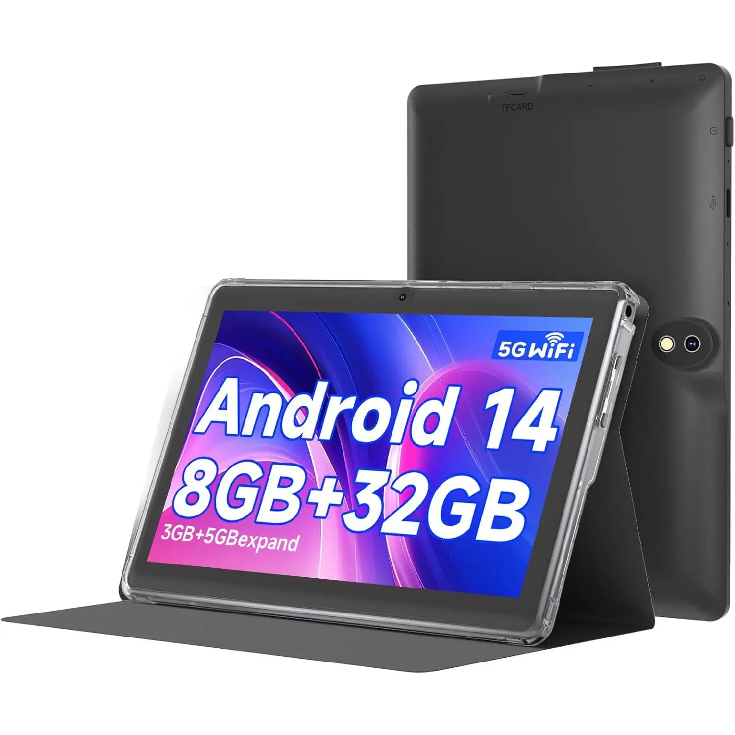 [Autumn sale]Tablet 7Inch Android 14.0 with Protective Case, 8GB(3+5GB Expand) RAM+ 32GB ROM, 1024 x 600 IPS Screen, Dual Camera, 3000mAh Battery，Bluetooth 5.0 WiFi Tab (Black)