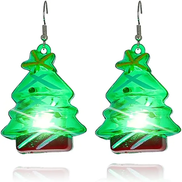 LED Christmas Earrings Light up Christmas Tree Earrings Glitter Cute   Earrings Xmas  Holiday Party  for Women
