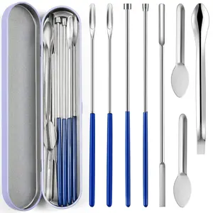 8 Piece Capsule Filling Machine Kits for Empty Pill Capsules Filler, Home & Lab Supplies - Micro Tiny Spoon Spatula, Lab Scoop Filling Tray, Herb Powder Tamper Tool, Gel Capsules Size #000 00 0 1 2 3
