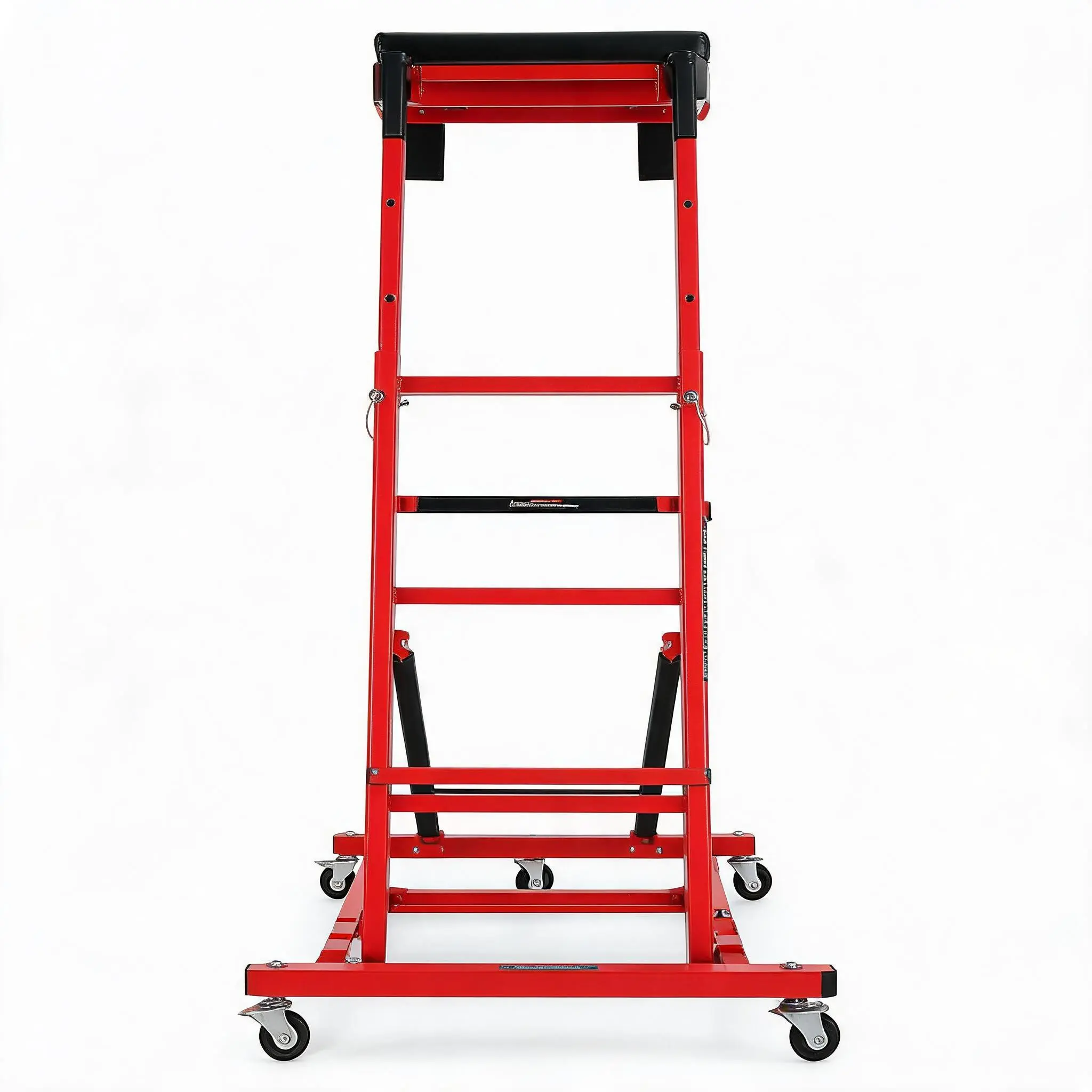 Heavy-Duty Adjustable Topside Engine Creeper - 48"-68" Height, 400 lbs Capacity - 6 Swivel Caster Wheels, Thick Cushion & Tool Pouch - Collapsible Automotive Crawling Mat