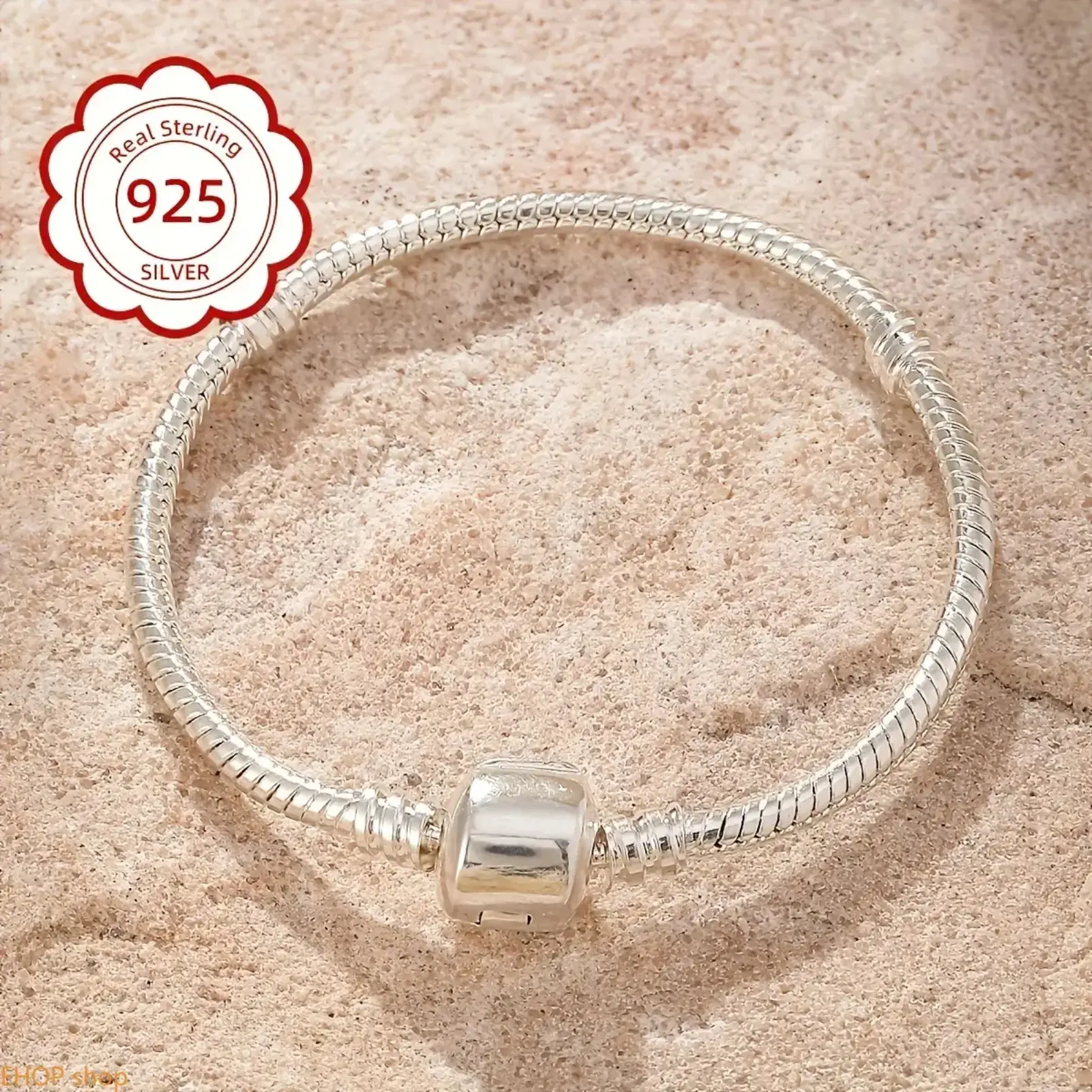 Women's 925 Silver Elegant Cute Plain Beaded Bracelet, Unisex Fashion Jewelry, Ideal Gifts for Easter, Wedding, Birthday