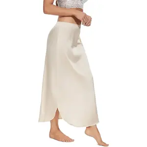 Long Half Slip for Women Under Dress Satin Slip Skirt Extenders 36" Maxi Underskirt(Gift)