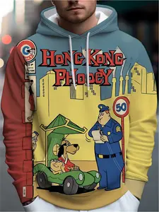 Men's Hong Kong Phooey Comic Retro Cover 3D Print Hoodie 2026 Viral Street Hong Kong Childhood Style Casual Versatile Slim Fit Muscle Four Seasons Essential Handsome Outerwear