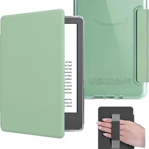 6-Inch (11th Gen) Kindle 2022 Protective Case, Lightweight Synthetic Leather Cover, Transparent Hard Shell with Strap, Tablet Protective Case