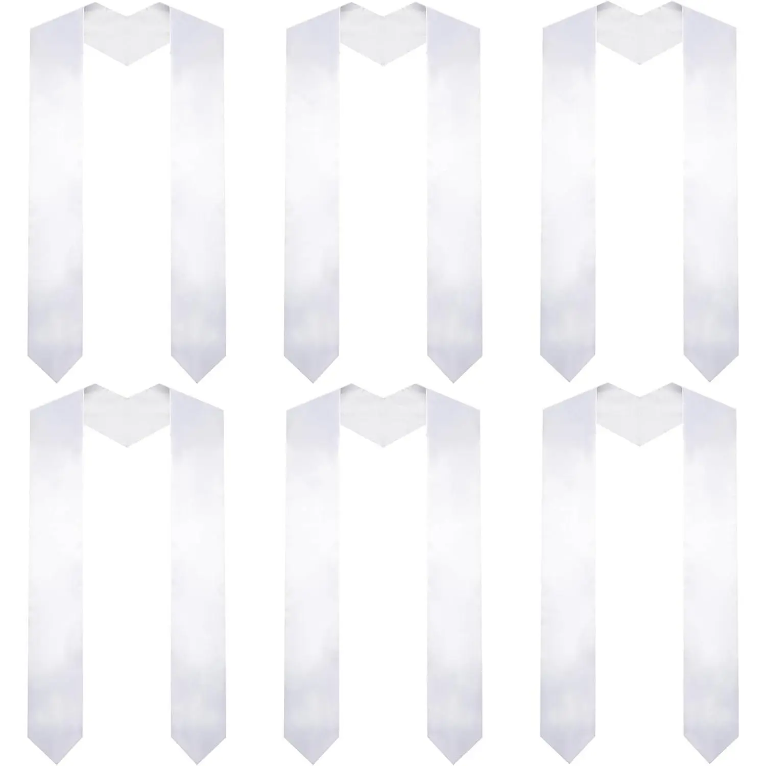 6 Pieces 70 Inch Unisex Graduation Stole Plain Graduation Sash Stoles Honor Satin Stole for Adult Students Men Women