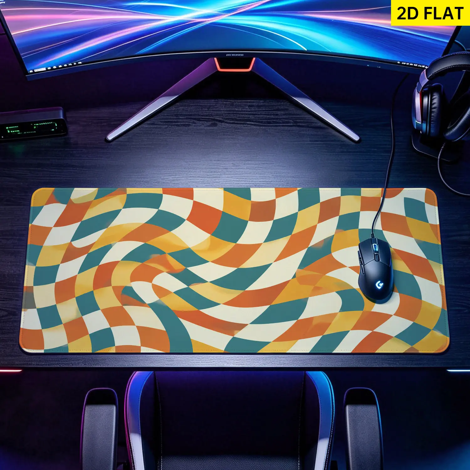 Extra Large retro wavy checkered Mouse Pad,Non Slip Rubber Pad,Desktop Decoration Drotection Pad,Washable,Lock Edge Multi Size,Premium Multipurpose Mousepad For Office,Study,Gift for Family and Friends