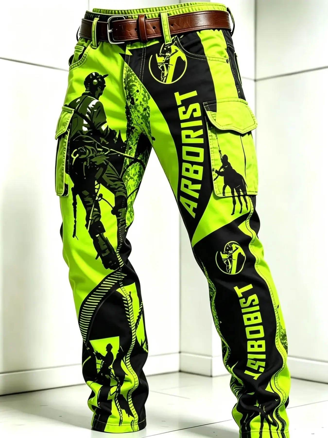 Men's Digital Full Print Cargo Pants, All-Season Outdoor Workwear, Multi-Pocket Tactical Trousers, Ideal for Halloween, Camping, Fishing, Graphic Pants