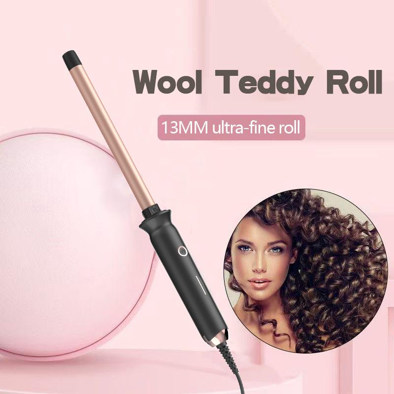 Mini Hair Curler for Women & Men, 9mm/13mm Super Fine Ceramic Coated Barrel, Professional Styling Tool for Curly Waves