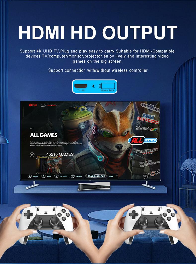 P5X Mini Retro Gaming Console, 4K HD Android System, Dual Wireless Controllers, Classic Arcade Game Player for TV