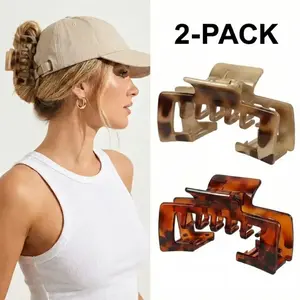 2 Pack Hat Friendly Hair Claw Clips for Women, Strong Hold Non Slip Styling Clips for Baseball Caps Trucker Hats Thick Curly Hair