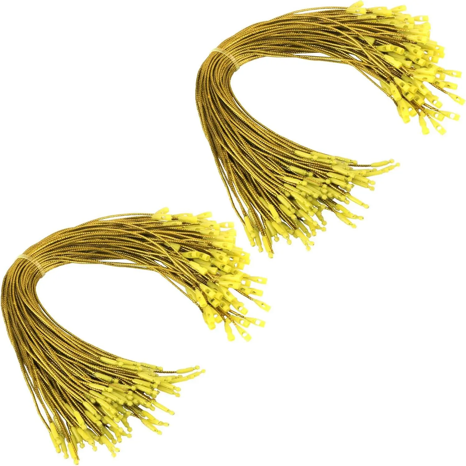 Christmas Hooks for Ornaments, 200 PCS Gold Christmas Ornament String Ribbon Hangers with Snap Hanging Ropes Hooks Cords Locking Xmas Holiday Tree Decorations Toddler Proof Adjustable Pendant