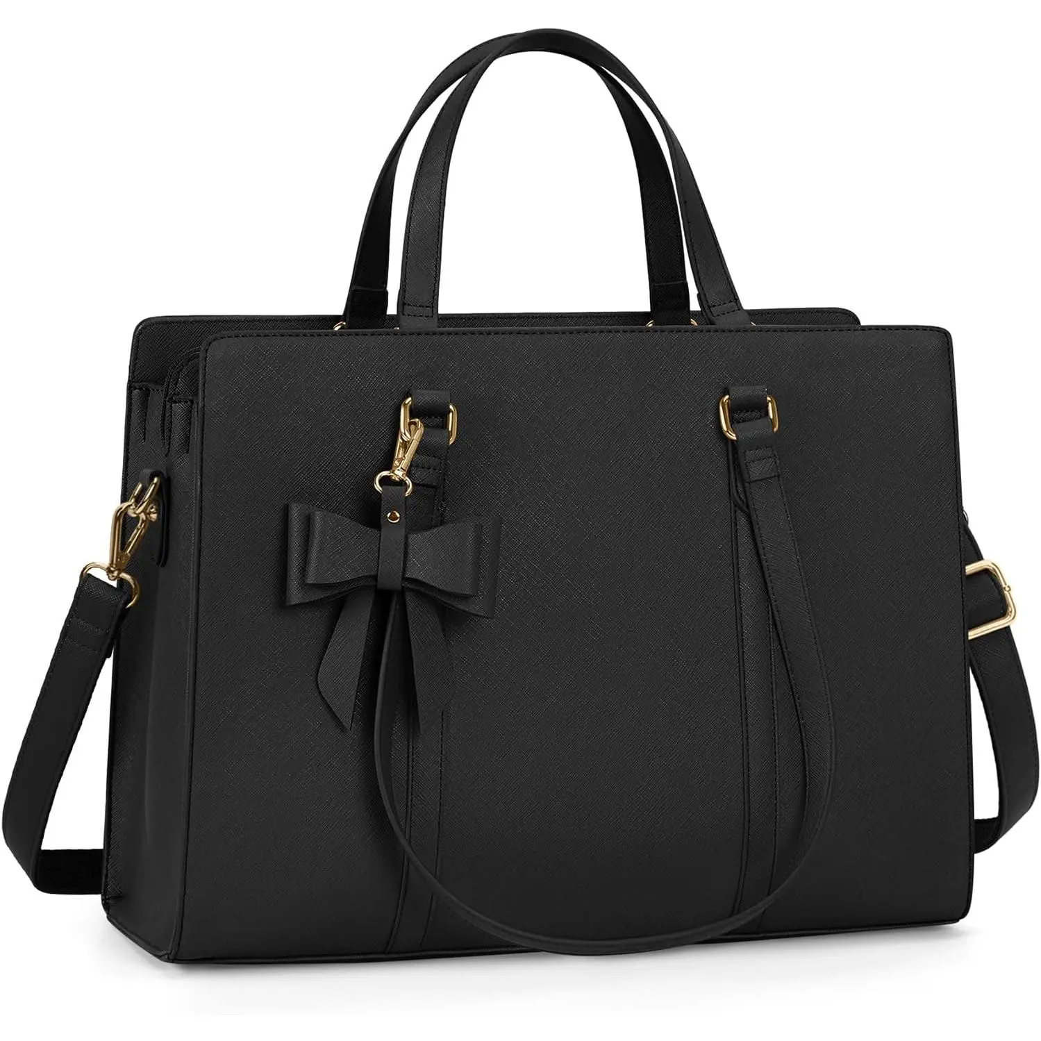 Laptop Bag 15.6inch Laptop Handbag Waterproof Leather Computer Bag Large Capacity Lightweight Briefcase Professional Business Office Work Bag