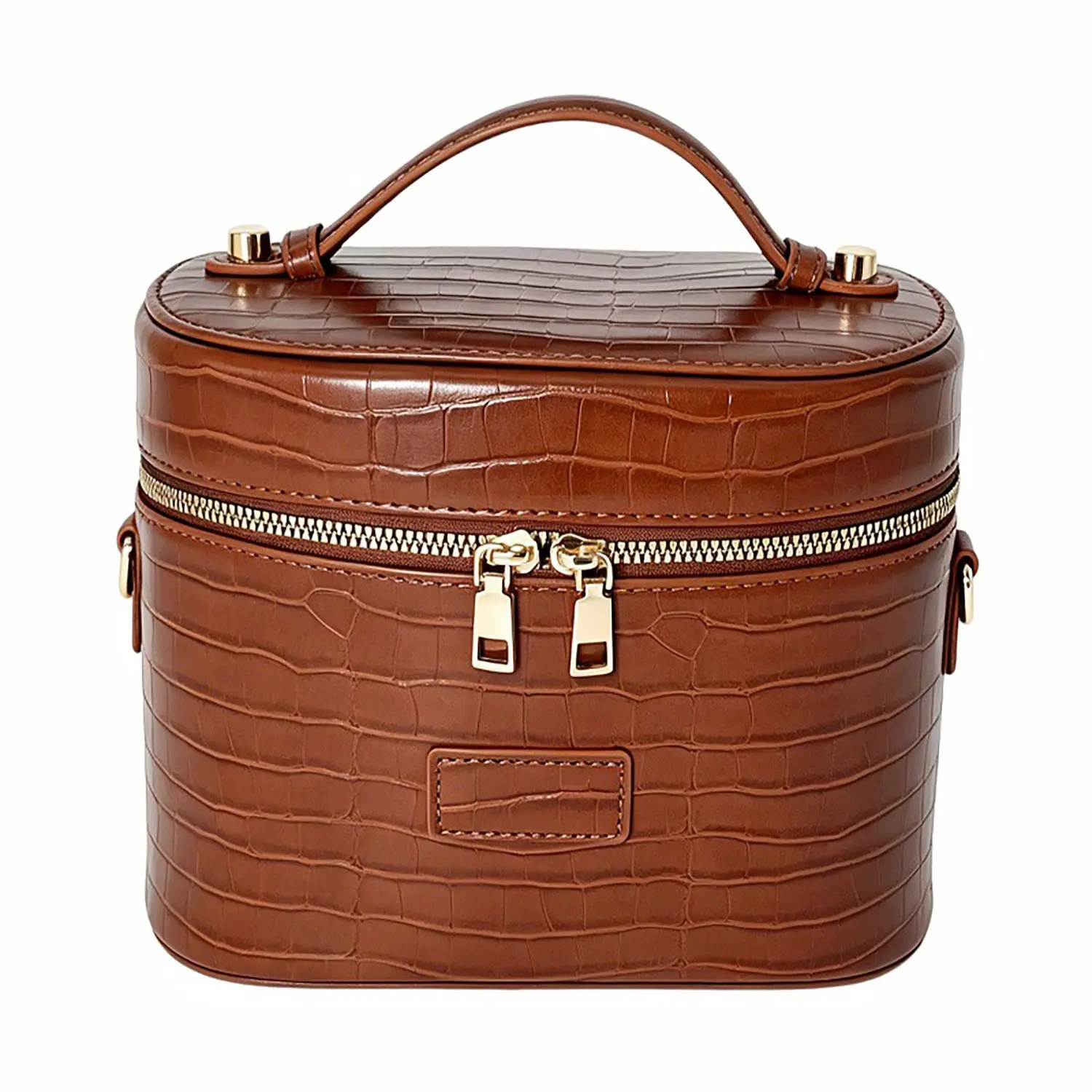 New Fashion Crocodile Pattern Makeup Bag, Portable Handheld Cosmetic Organizer, Large Capacity Waterproof Travel Beauty Case