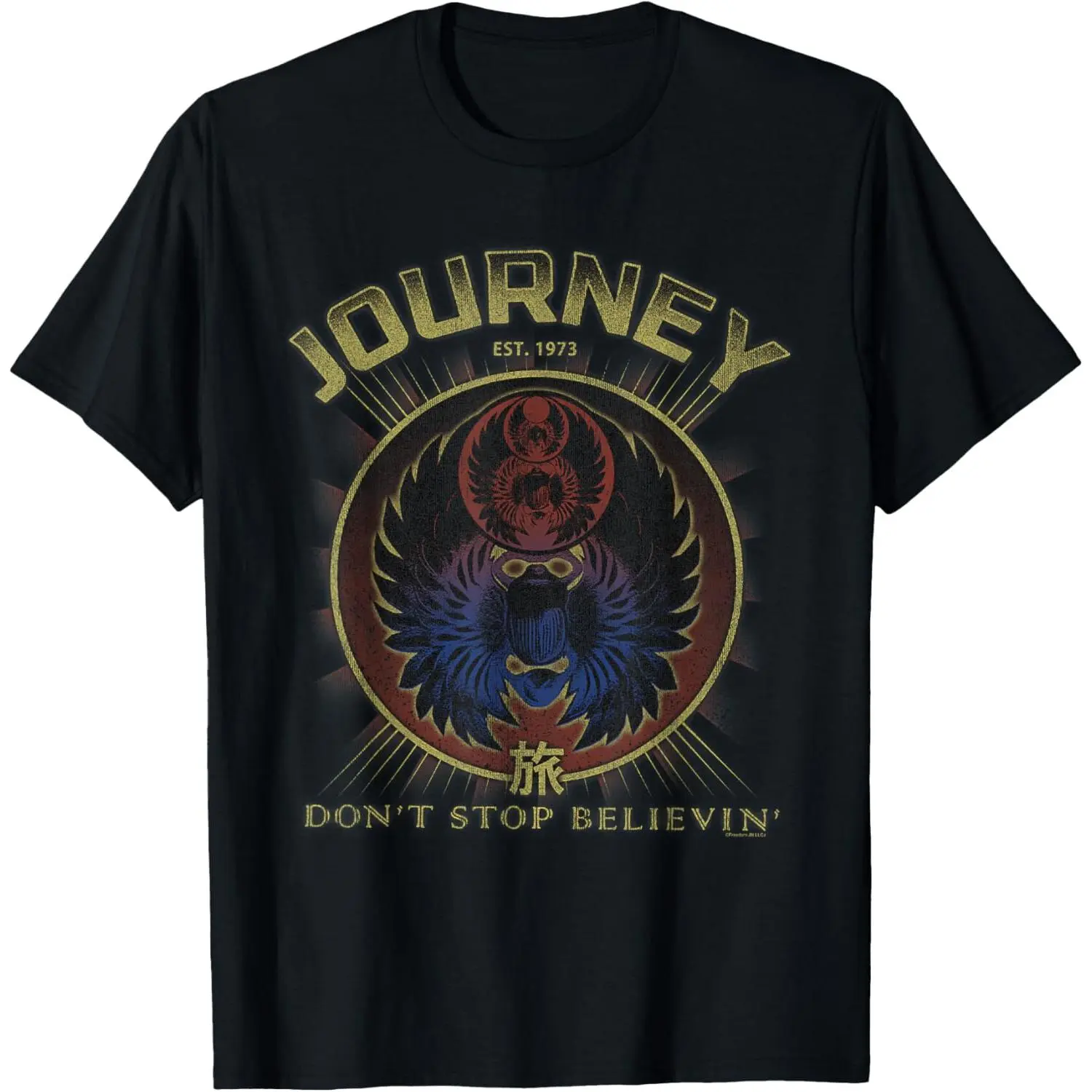 Journey Gold Don't Stop Believin' Scarab Logo Vintage Band T-Shirt