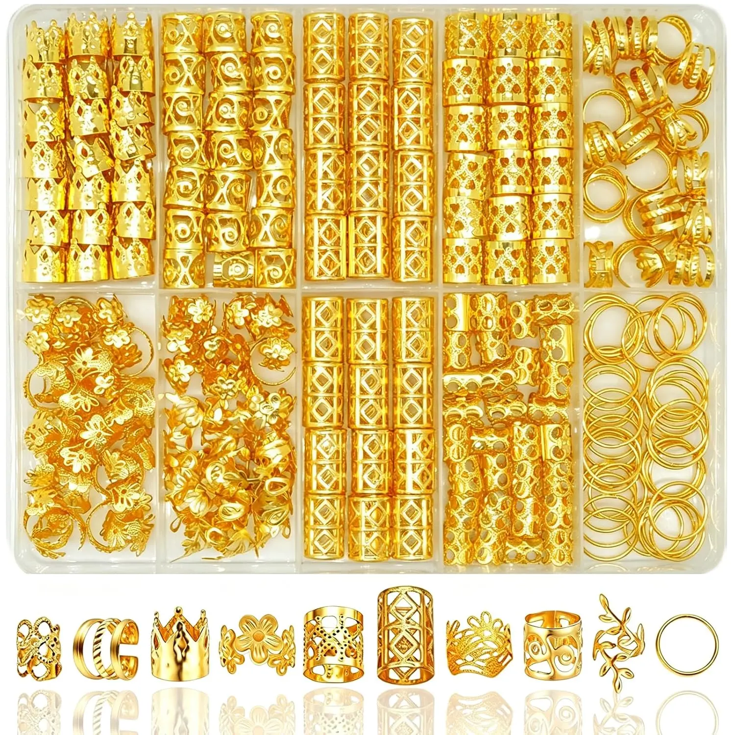 230 count  Hair  for Braids, Loc Accessories for Hair Dreadlock, Adjustable Hair Cuffs Rings for Women Accessories Clip Braids Extensions Metal Decorations
