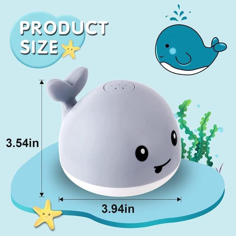 Light Up Whale Sprinkler Bathtub Water Pool Toy for Toddlers 1-3 2-4 Kids Ages 1-3 or Babies 0-6-12-18 Months Infant Bath First Birthday Gifts Fun Hover Grow Space Duck Sports Toys Easy Clean Floating Ball Bulk Foam