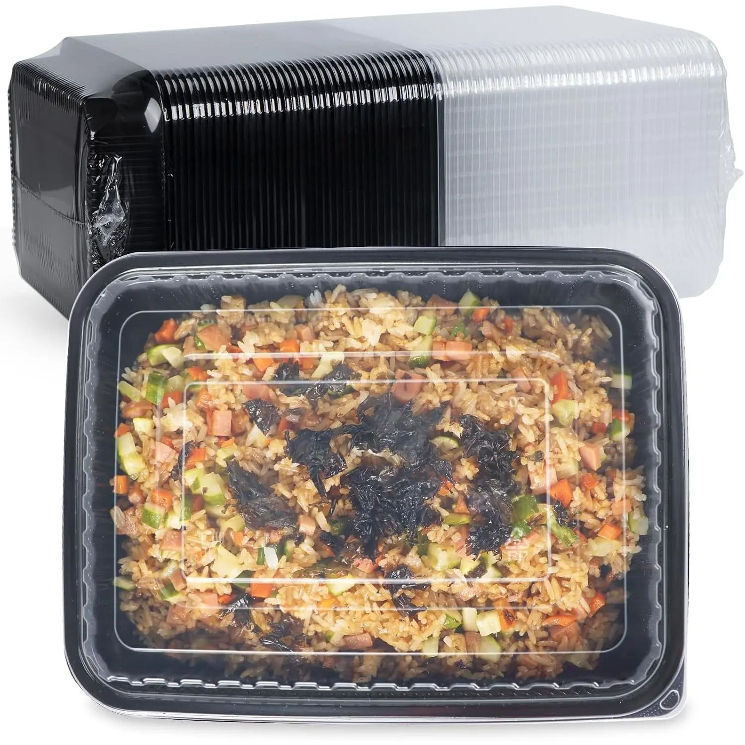 40-Pack 48oz Meal Prep Containers - Shrink Wrap Ready To Use | Large Leakproof Single Compartment To Go Boxes | BPA-Free, Microwave & Freezer Safe | Heavy-Duty Catering & Leftover Storage