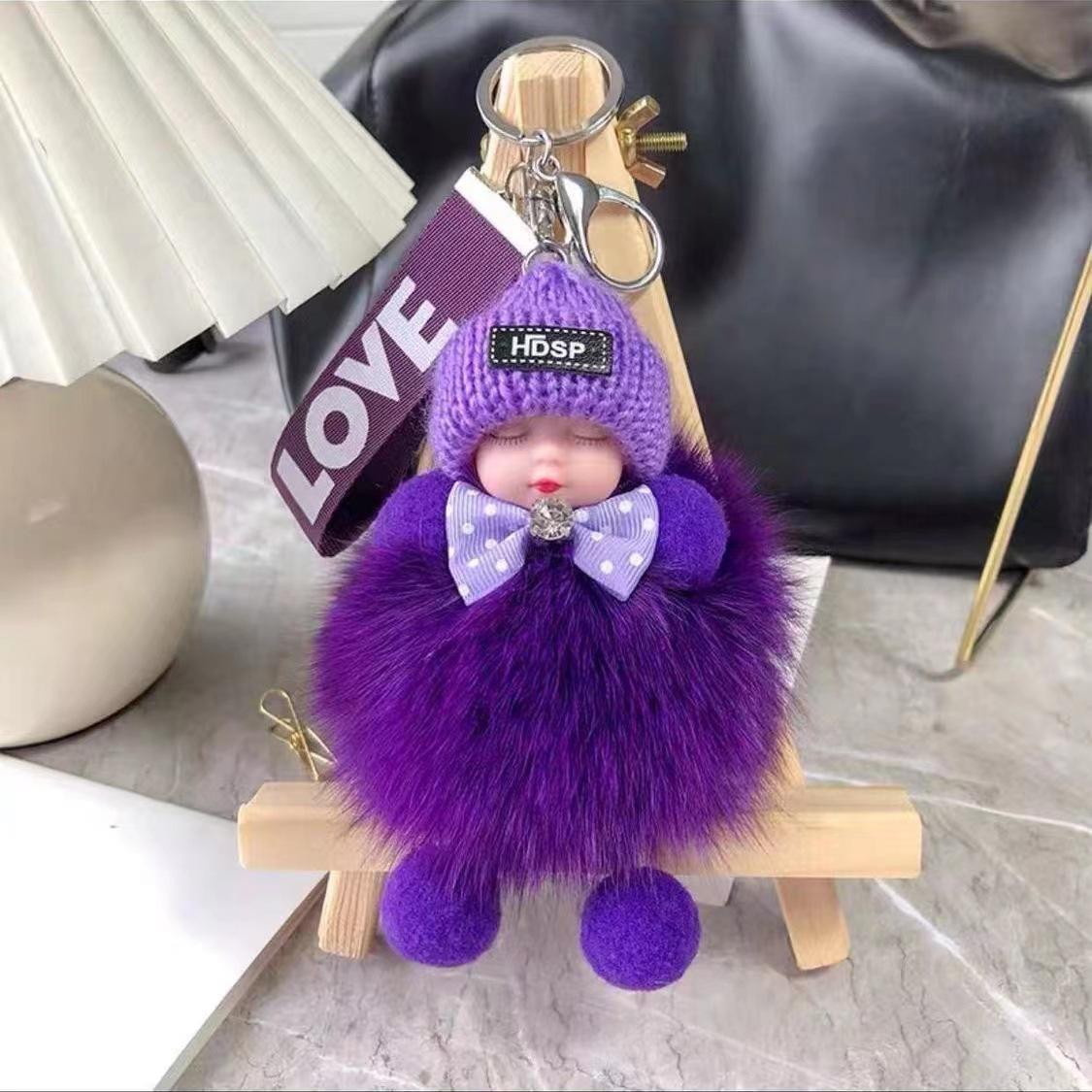 Cute 3-Piece Pom-Pom Plush Set, Sleeping Doll Keychains, Baby Car & Bag Pendant Ornaments Cute 3-Piece Pom-Pom Plush Set, Sleeping Doll Keychains, Baby Car & Bag Pendant Ornaments