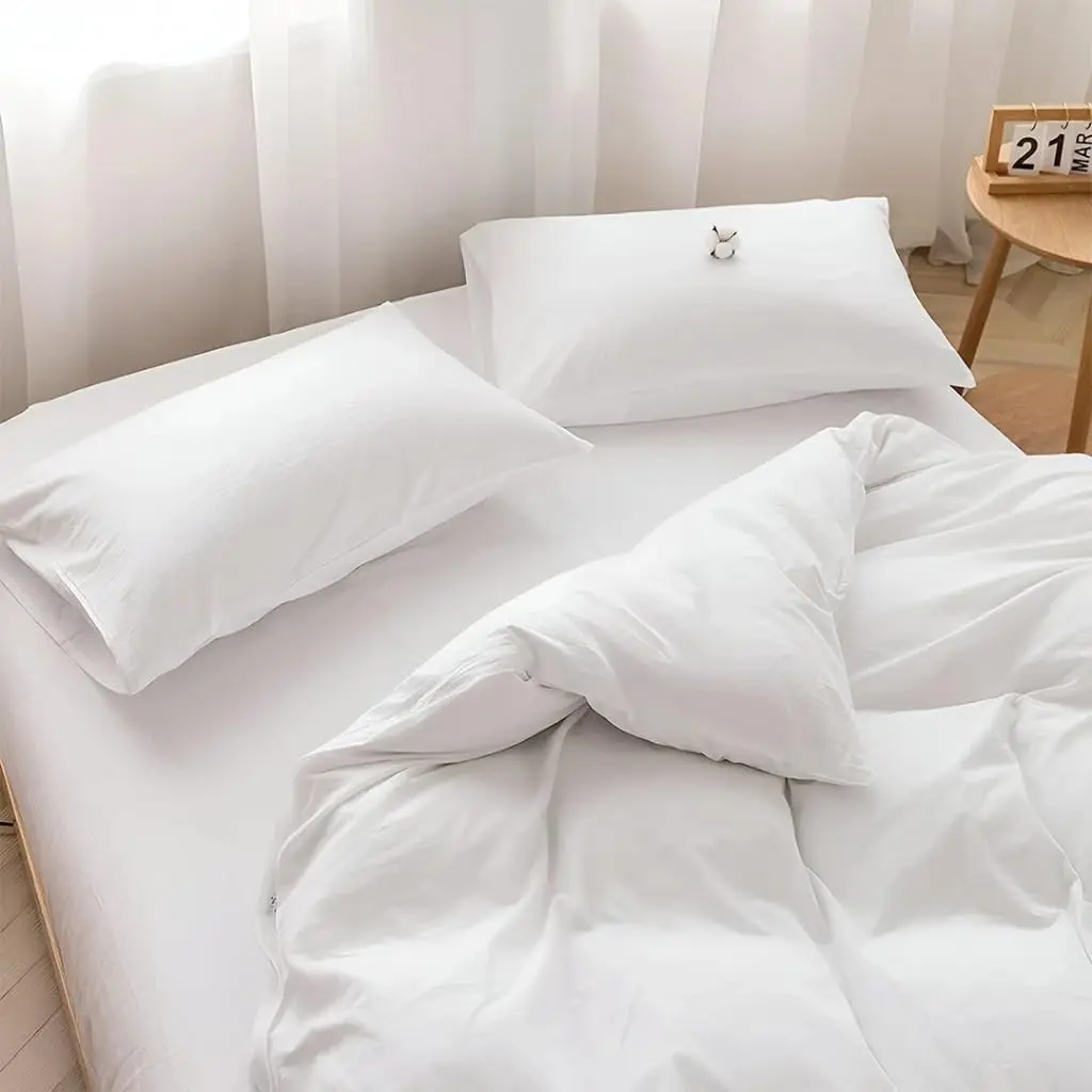 White 1-Piece 100% Cotton Western King Duvet Cover (120x120 in) - Breathable, Ultra-Soft Solid Comforter Cover with Zippered Closure, Tie Corners