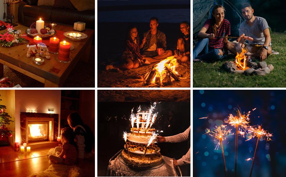 Torch Lighter, Bright Fire Lighter with Safety Lock and Adjustable Red/Blue Flame, Refillable Butane Gas Windproof Jet Flame Cool Lighters, for Candles Campfires BBQ Baking, Camping, Gift(Butane Gas Not Included)