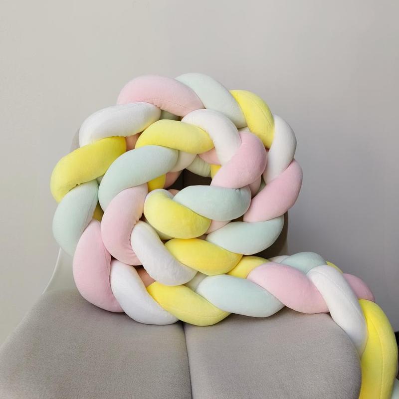 Solid Color Braided Throw Pillow, 1 Count Handmade Crochet Long Cushion, Soft Comfortable Pillow for Home, Sofa, Bed & Bedroom Decor, Bedroom Decorative Accessories, Bedside Cushion, Bedroom Cushions, Decorative Element