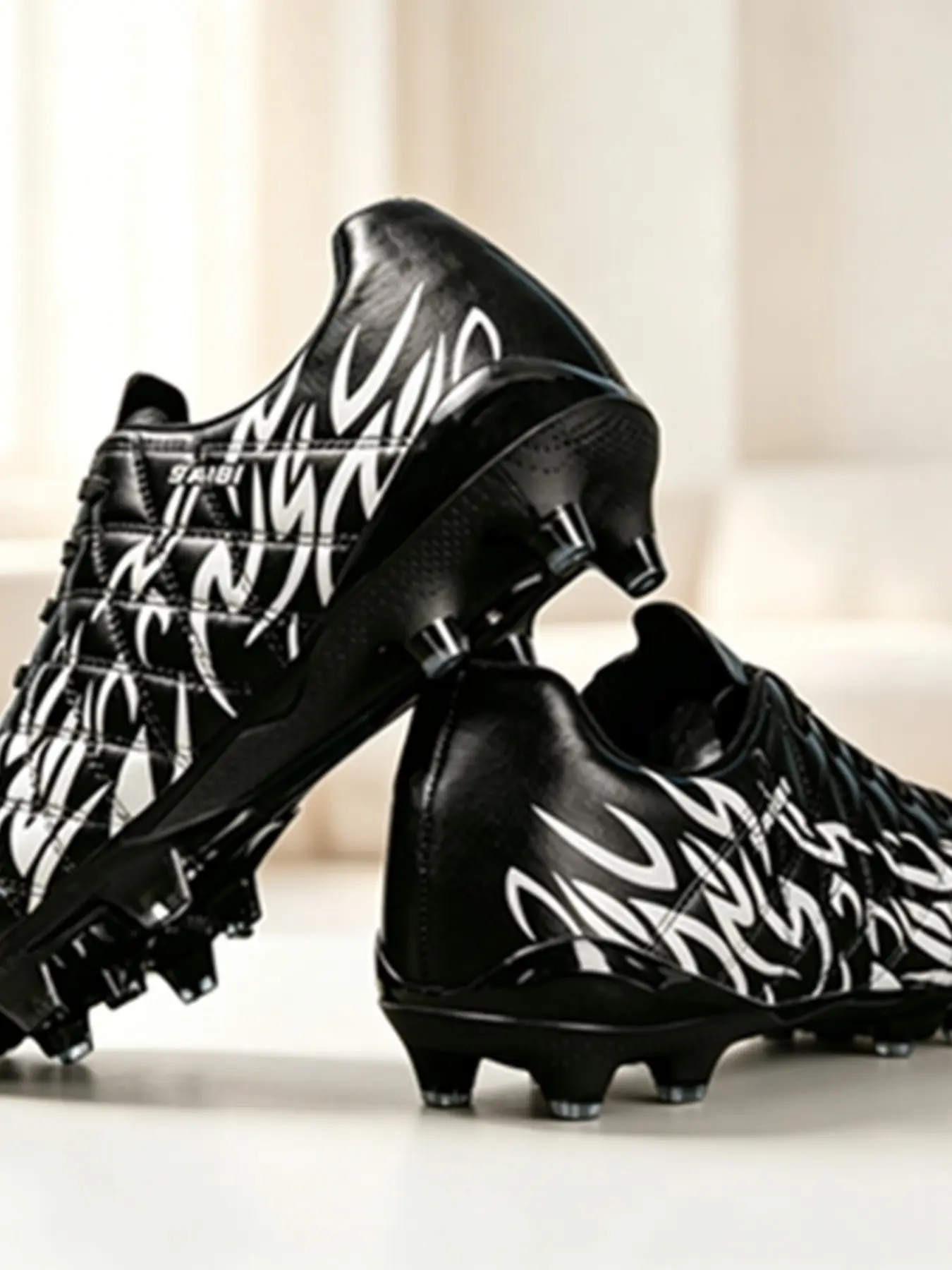 Professional Breathable Soccer Shoes Cleats Football Fg/ag Long Studs for Artificial Grass, All-Season Anti-Slip Sporty Footwear, Durable Ankle Protection