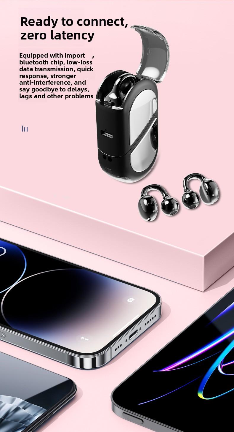 2026 New Model Clip-on Wireless Bluetooth Earphones with Binaural Stereo Sound, Smart Call Noise Cancellation
